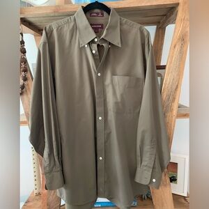Nordstrom Men's Olive Khaki Button-Down Smart Care Dress Shirt sz Large